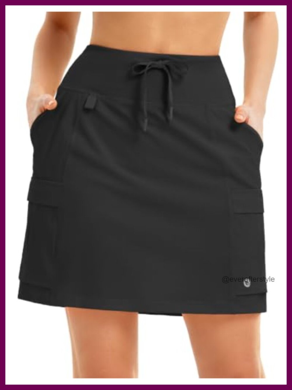 16" Hiking Cargo Skort High Rise UPF 50+ with Pockets Knee Length